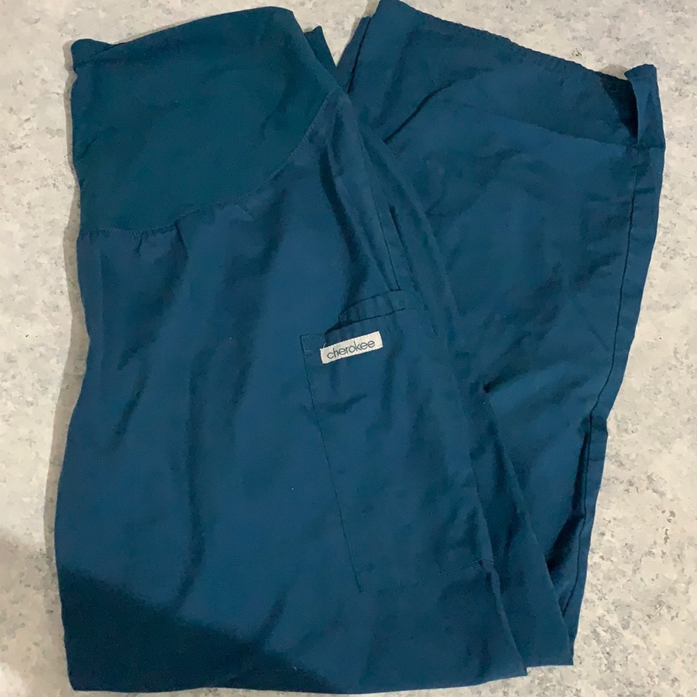 Turquoise maternity scrub pants (wide leg) size M